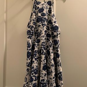 Lulus high neck blue and white floral dress